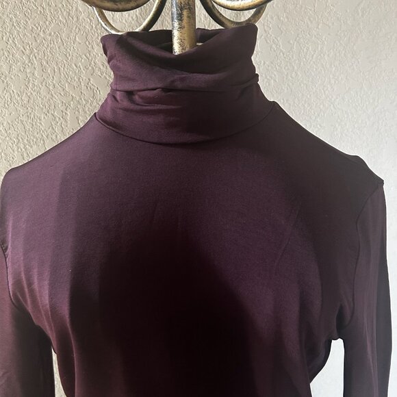 H&M A Luxurious Soft Sheen Finish Soft Touch Silky Fitted Turtleneck Top - Picture 13 of 14